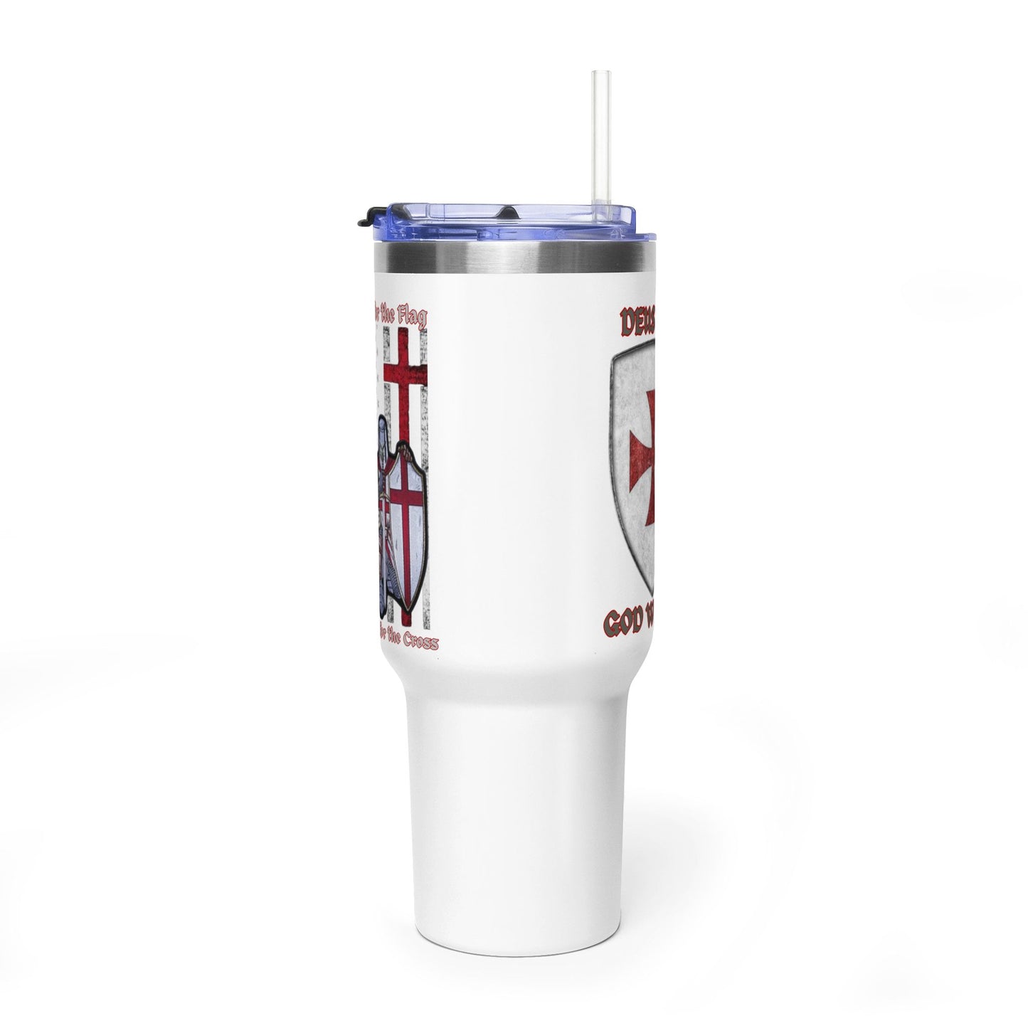 40oz Vacuum Tumbler — Patriotic Crusader Design (I Stand For The Flag)