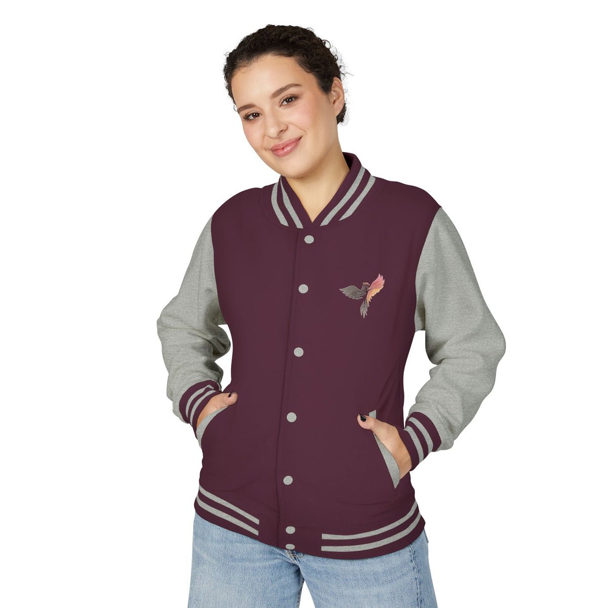 Letterman Jacket — 'Rise Anew' Phoenix Embroidered Varsity Jacket