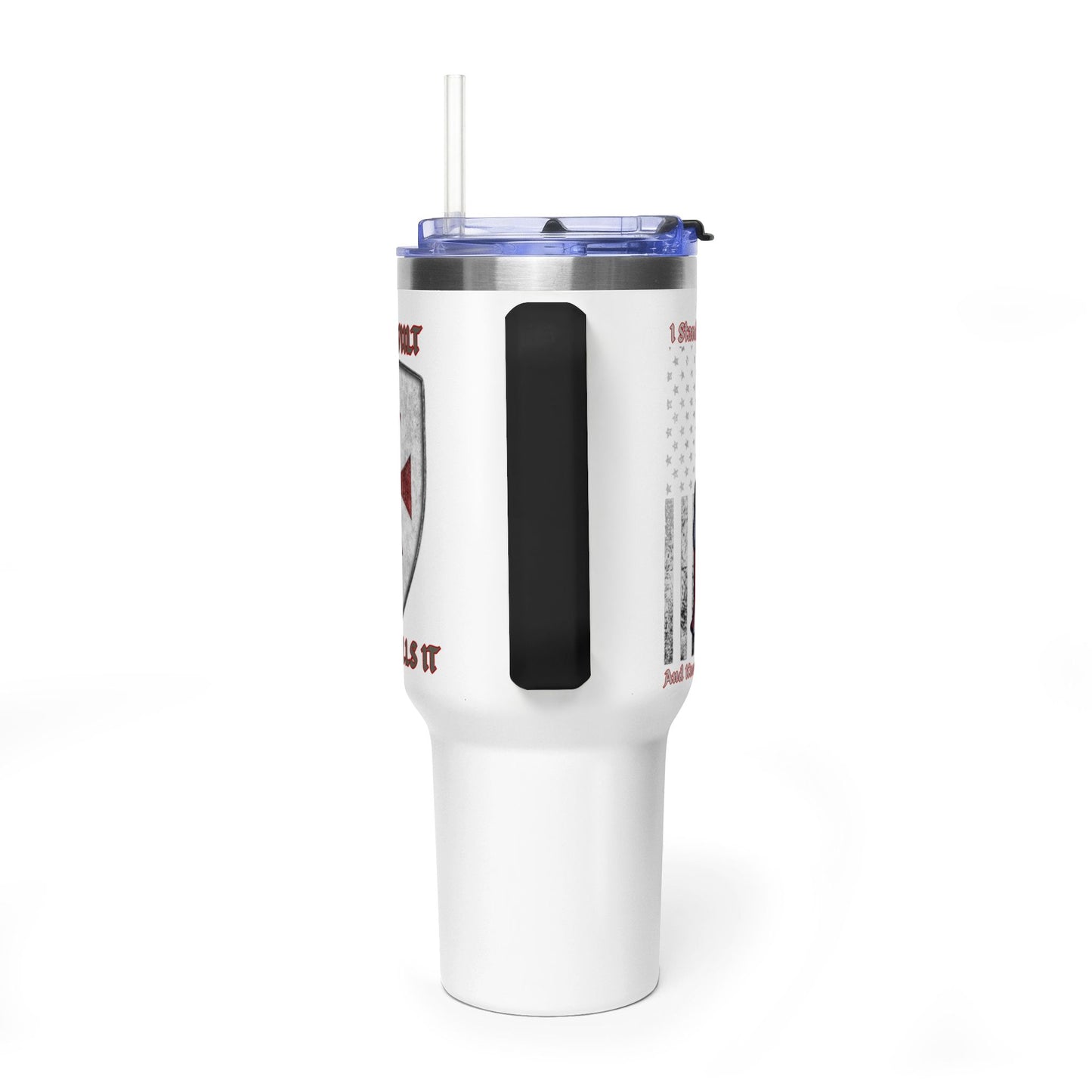 40oz Vacuum Tumbler — Patriotic Crusader Design (I Stand For The Flag)