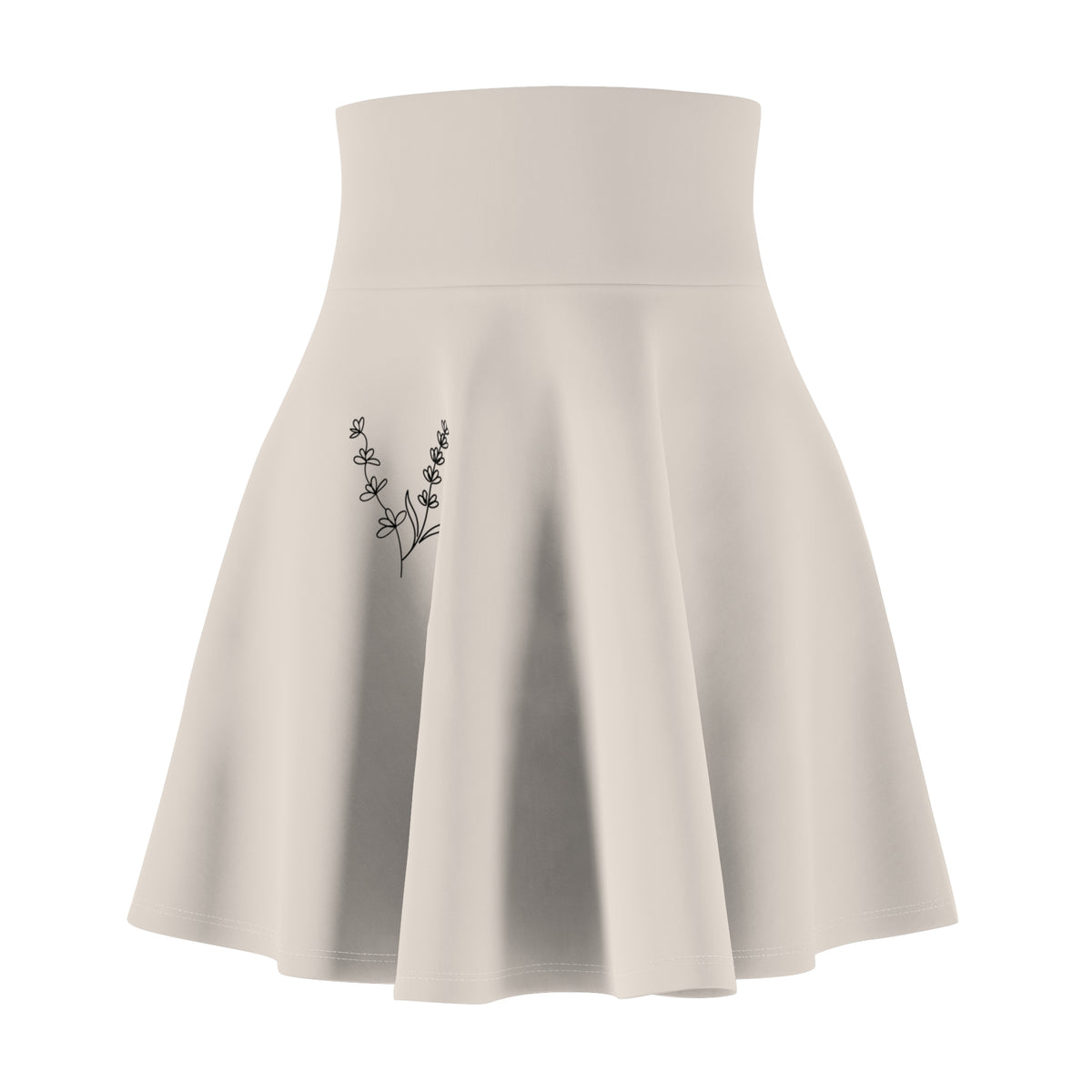 Floral Minimalist High-Waist Skater Skirt