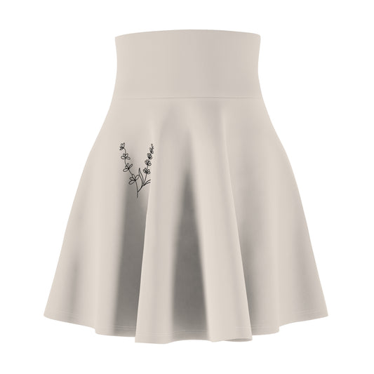 Floral Minimalist High-Waist Skater Skirt