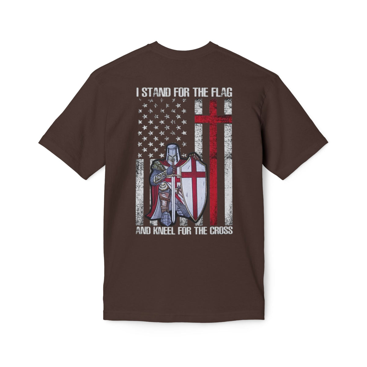 Crusader Cross T-Shirt — "I Stand for the Flag and Kneel for the Cross" Patriotic Knights Tee