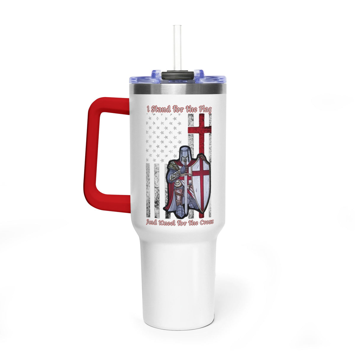 40oz Vacuum Tumbler — Patriotic Crusader Design (I Stand For The Flag)