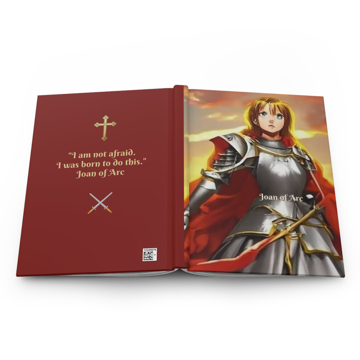 Joan of Arc Inspirational Hardcover Journal — "I am not afraid. I was born to do this." Matte Lined Notebook