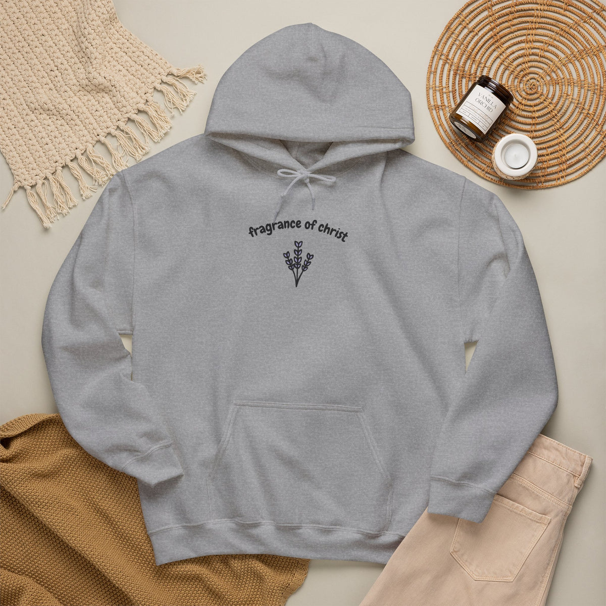 Fragrances of Christ Hoodie — Minimal Floral Cross Christian Hoodie