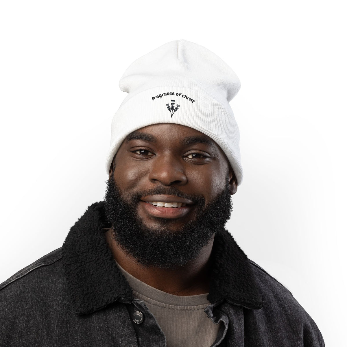 Embroidered 'Fragrance of Christ' Knit Beanie – Floral Faith Winter Hat
