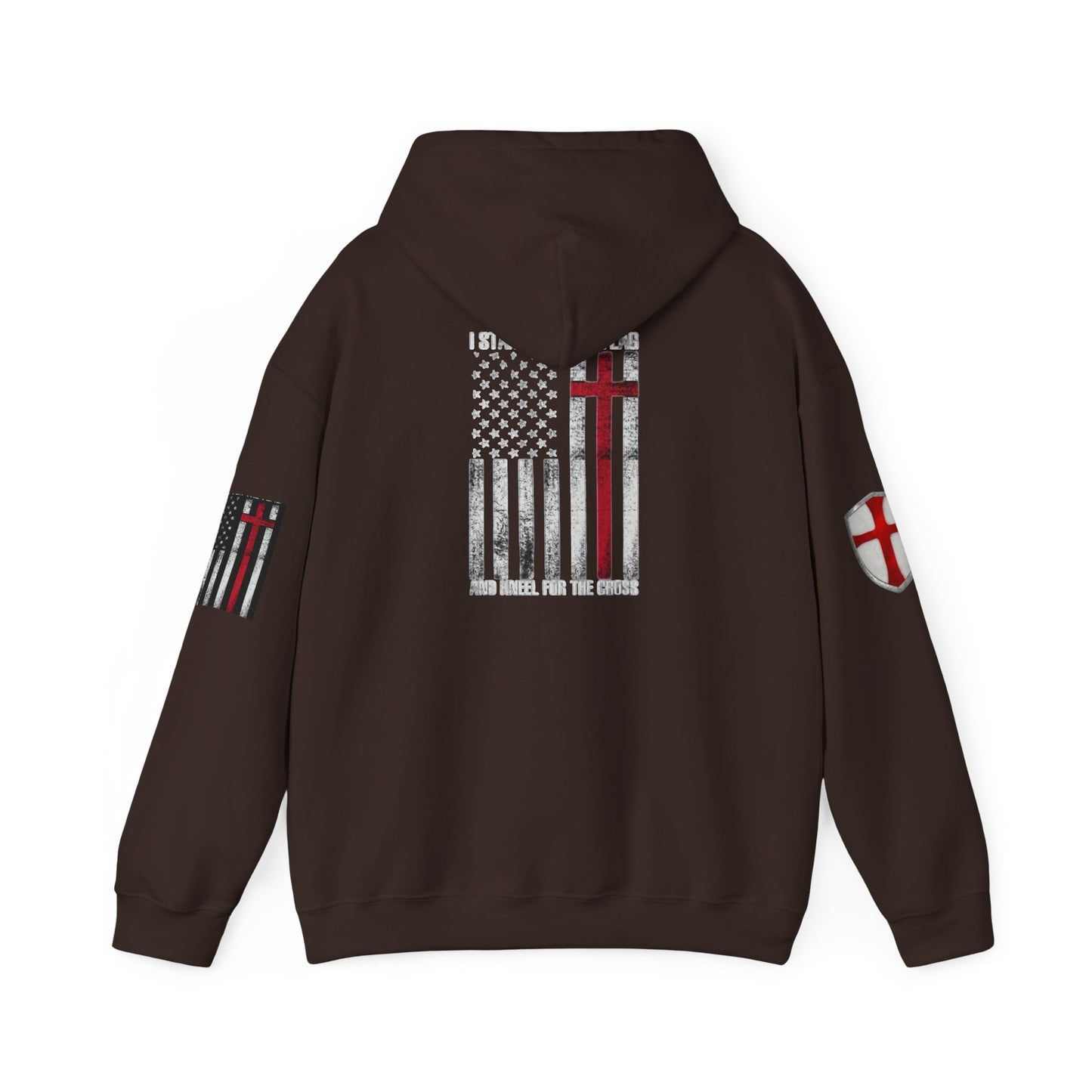 Crusader Cross Hoodie — "Deus Vult / God Wills It" Patriotic Flag Graphic