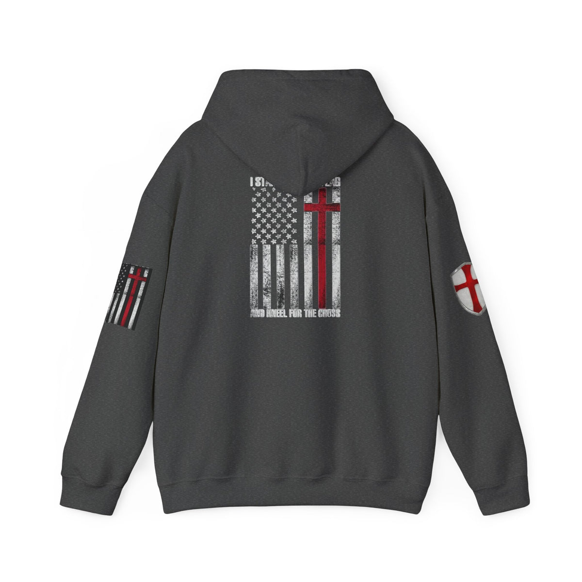 Crusader Cross Hoodie — "Deus Vult / God Wills It" Patriotic Flag Graphic