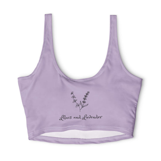 Lavender Floral Sports Bra —  'Lilacs and Lavender' Crop Activewear