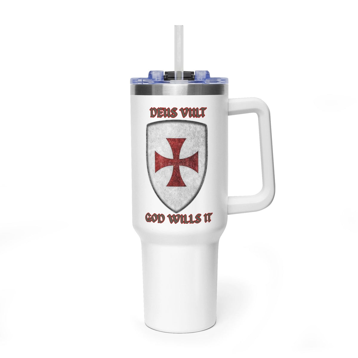 40oz Vacuum Tumbler — Patriotic Crusader Design (I Stand For The Flag)