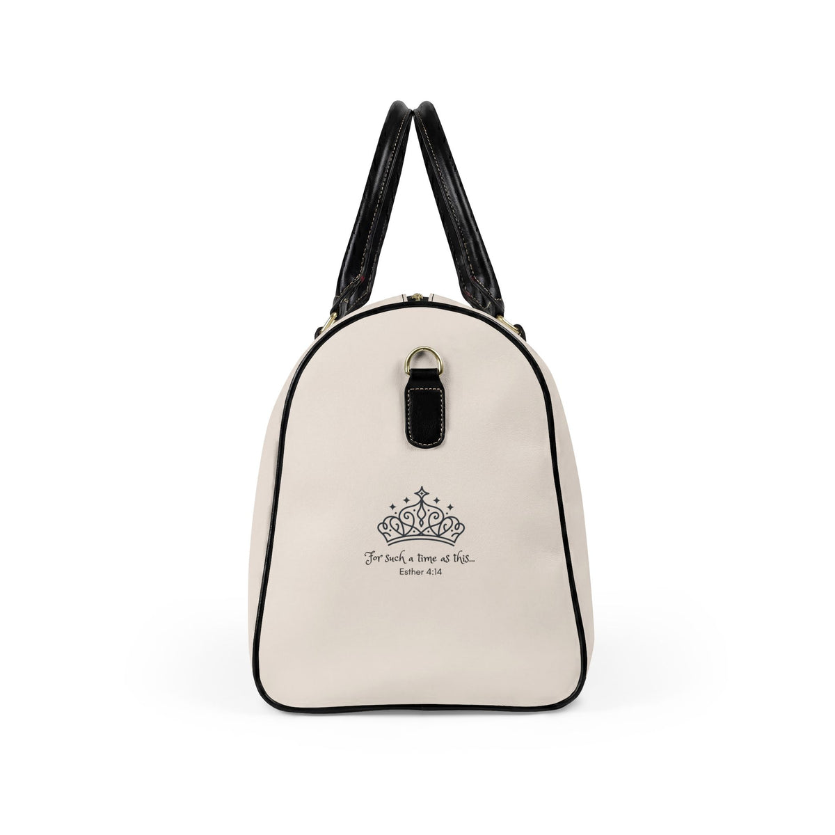 Embroidered Crown Faux Leather Travel Bag — 'For Such A Time As This' Scripture Duffel