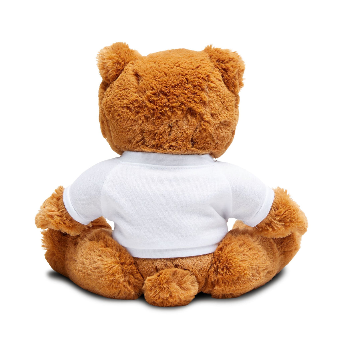 Brown Plush Teddy Bear with White T-Shirt & Bow - Cute Gift for Kids, Baby Shower & Valentine’s