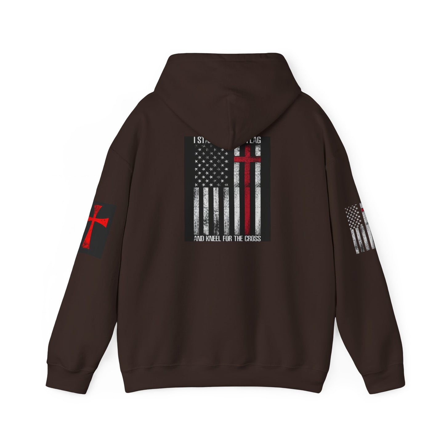 Christian Flag Cross Hoodie - Red Cross American Flag Christian Hoodie