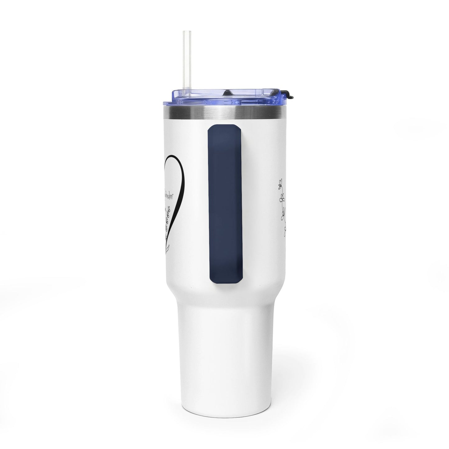 40oz Floral Heart Vacuum Tumbler – Insulated Travel Mug with Straw