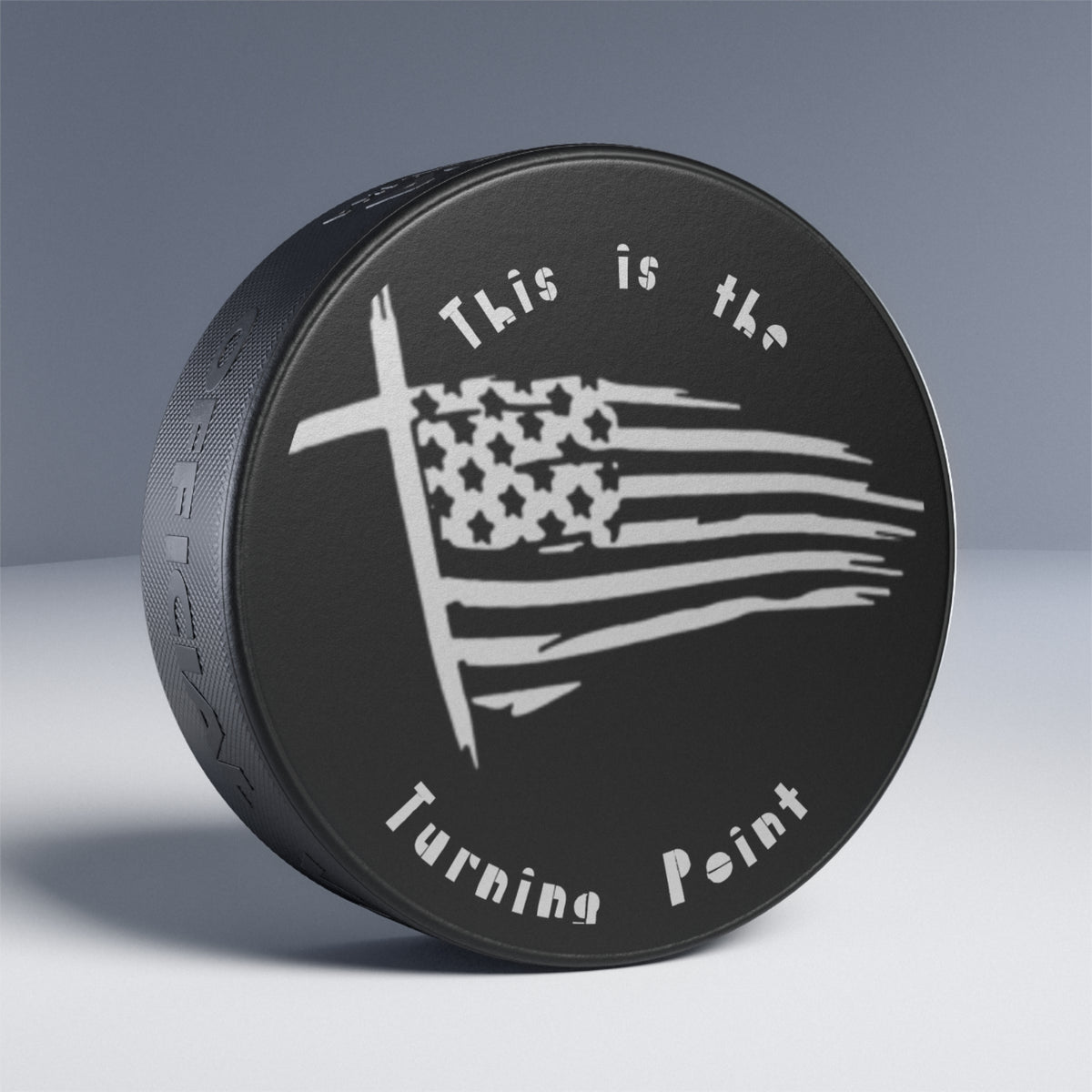 Hockey Puck — "This Is the Turning Point" American Flag Design