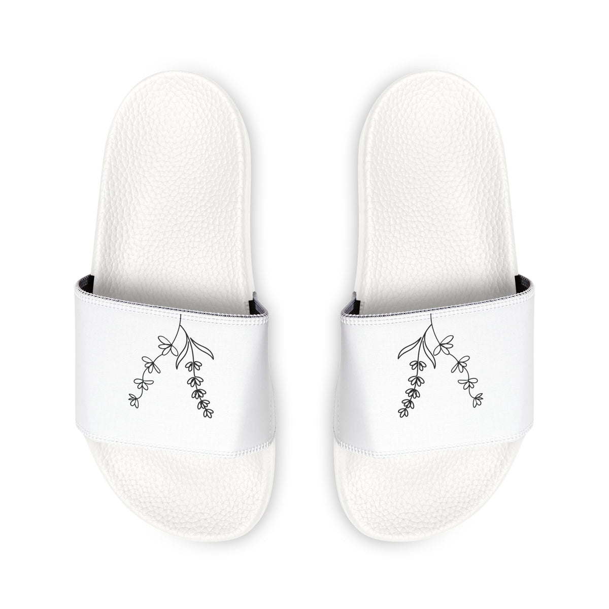 Youth Floral Slide Sandals — Removable Strap White Lavender Design