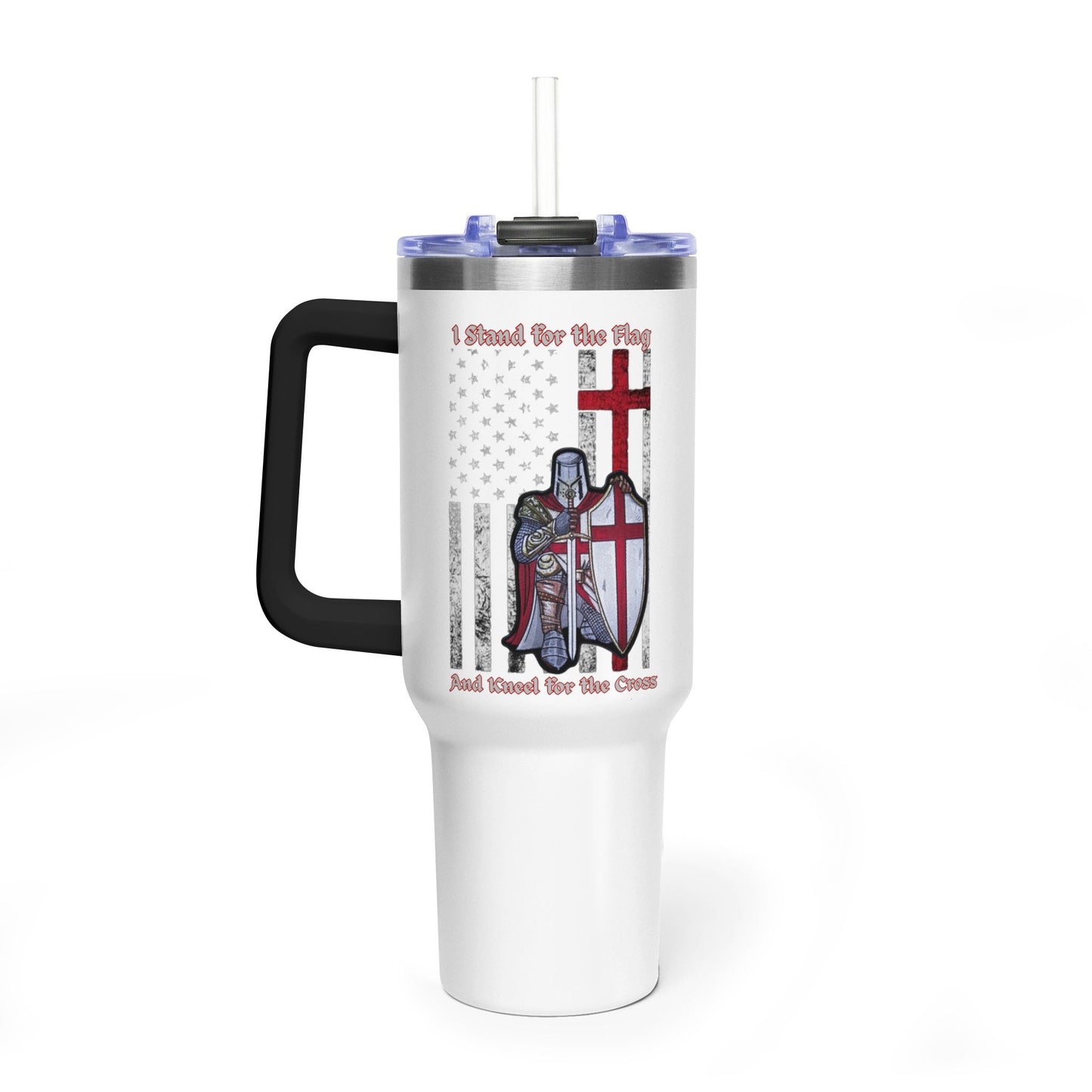 40oz Vacuum Tumbler — Patriotic Crusader Design (I Stand For The Flag)