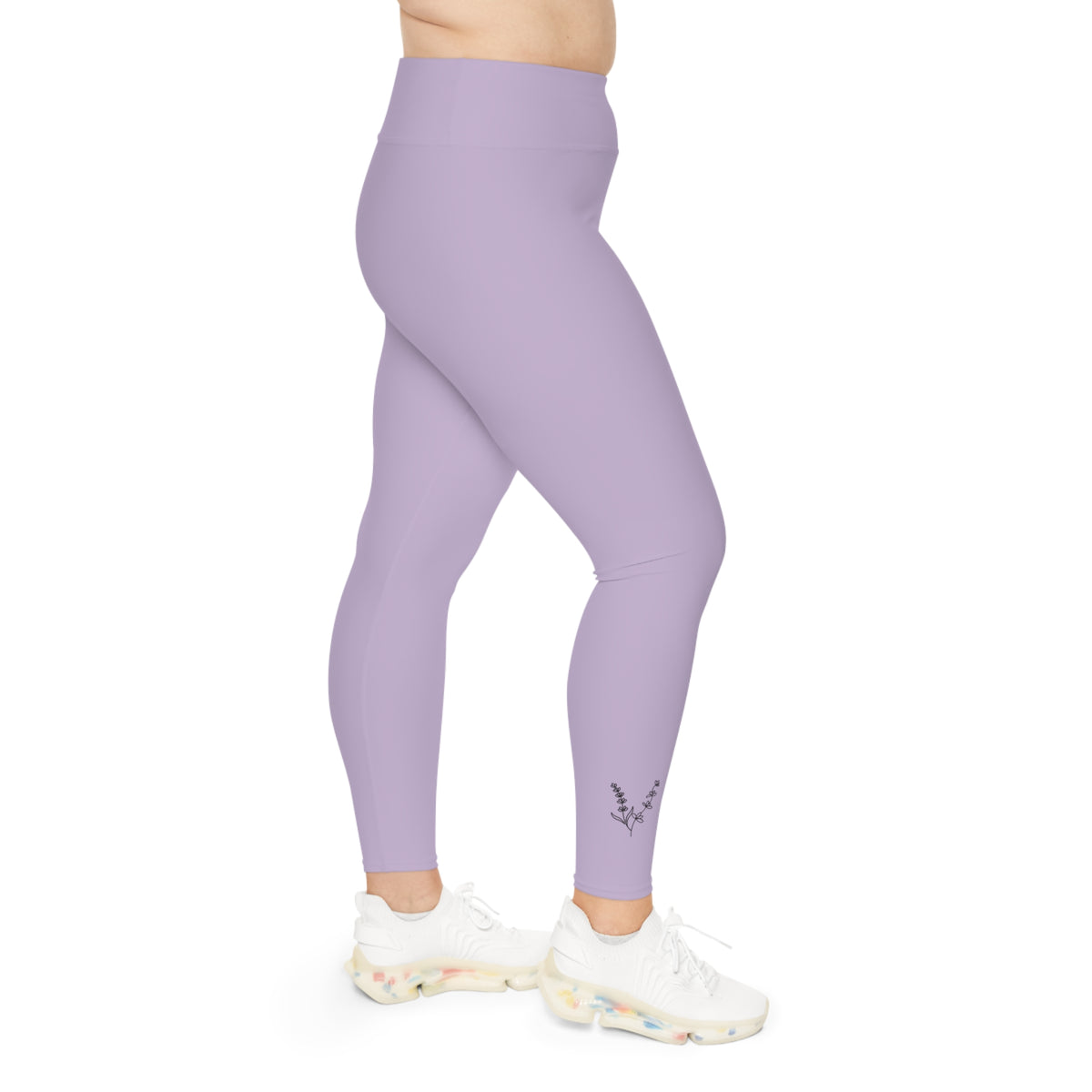 Plus Size Lavender High-Waist Leggings — Comfortable AOP Activewear