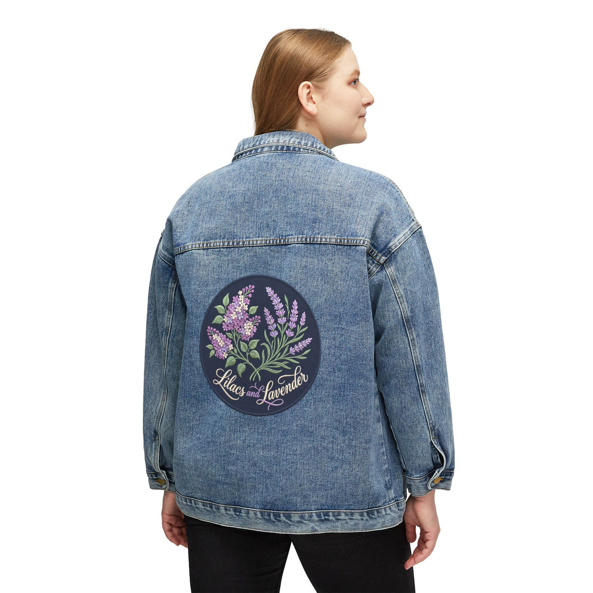 Denim Jacket — Lilac & Lavender Floral Back Patch