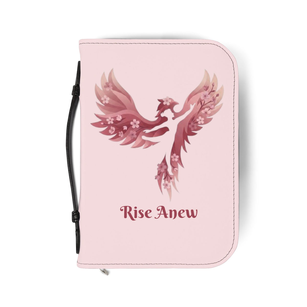 Bible Cover - 'Rise Anew' Pink Phoenix Zippered Bible Case with 2 Corinthians 5:17