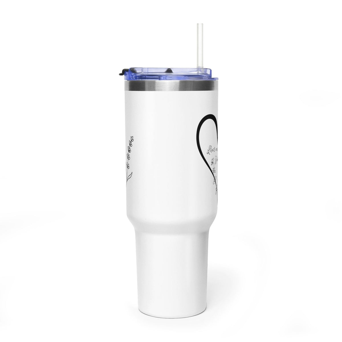 40oz Floral Heart Vacuum Tumbler – Insulated Travel Mug with Straw