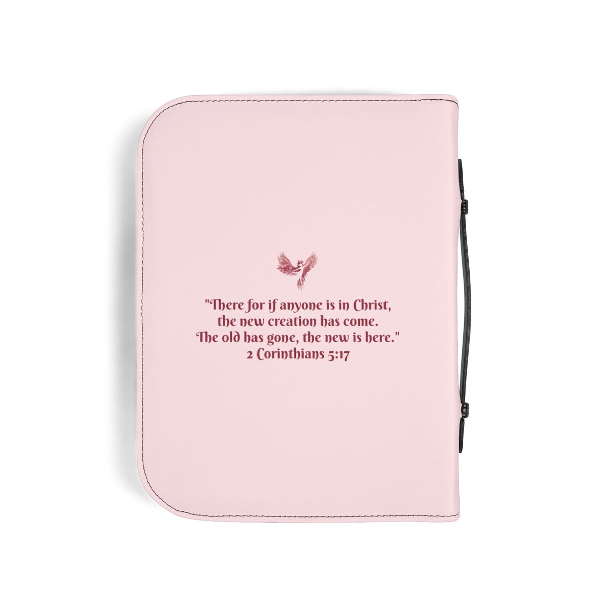 Bible Cover - 'Rise Anew' Pink Phoenix Zippered Bible Case with 2 Corinthians 5:17