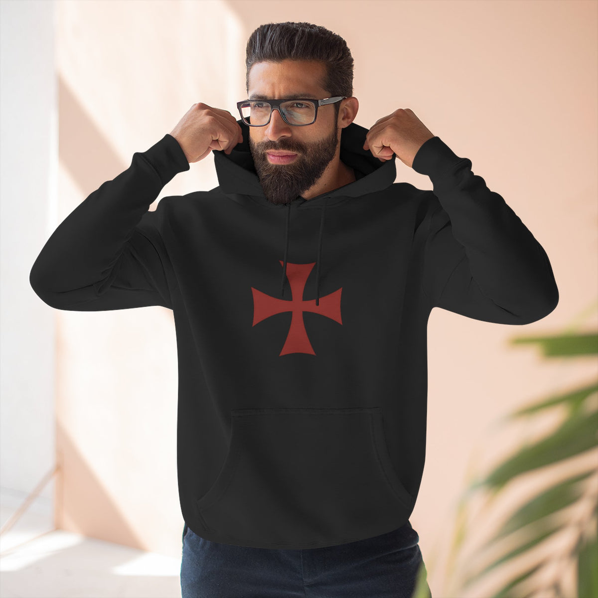 Crusader Knight Hoodie — Templar Cross Graphic Fleece Pullover