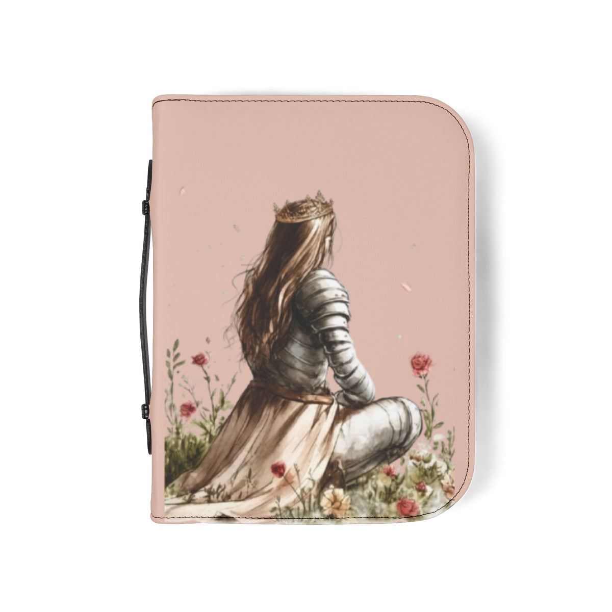 Bible Cover — Floral Crown & Armor Illustrated Zippered Bible Case (Esther 4:14)