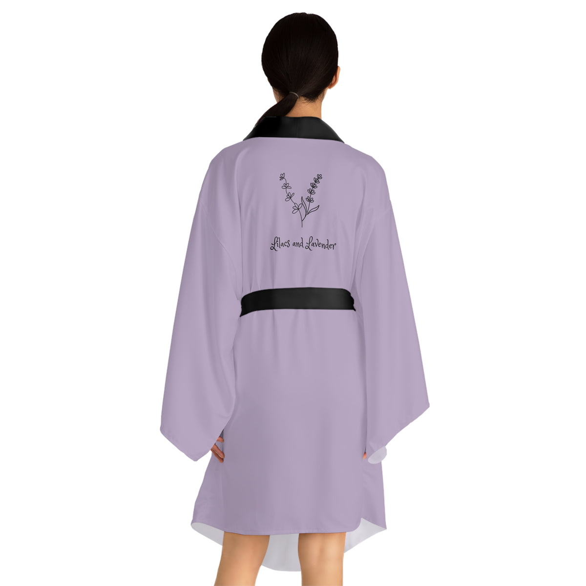 Signature Lilacs and Lavender Kimono Robe — Long Sleeve Spa Wrap