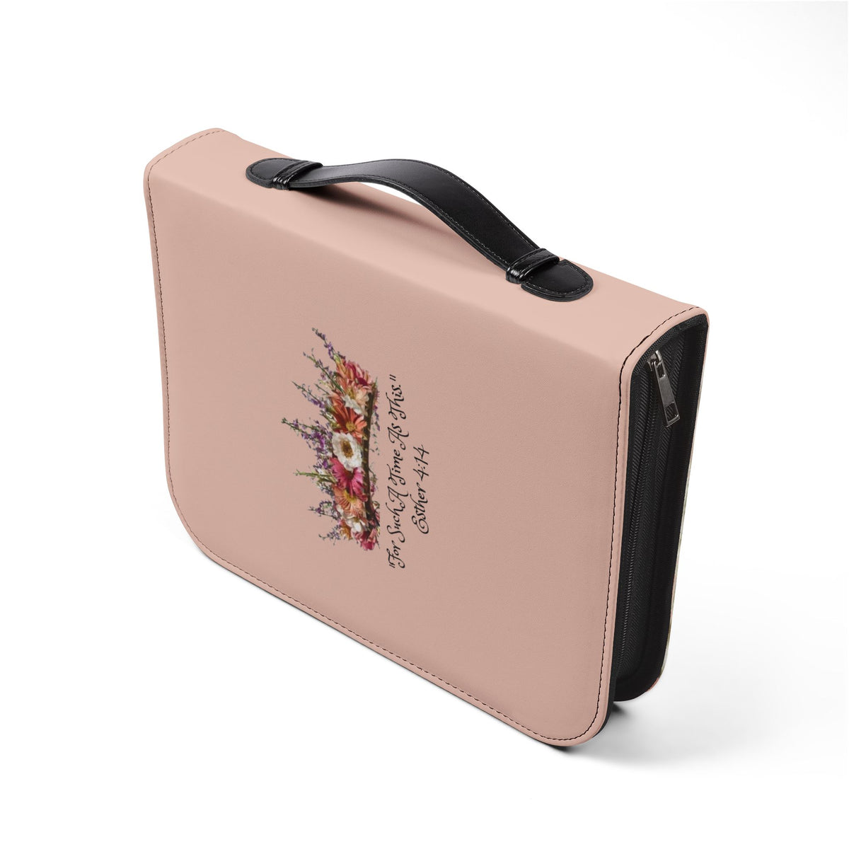 Bible Cover — Floral Crown & Armor Illustrated Zippered Bible Case (Esther 4:14)