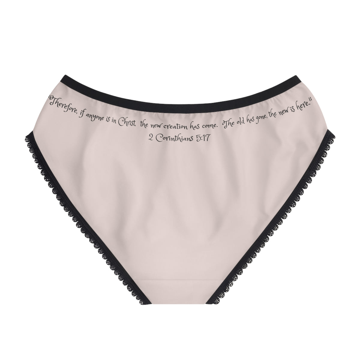 Women's Briefs — Pink "Rise Anew" Floral Angel Christian Scripture Underwear (2 Corinthians 5:17)