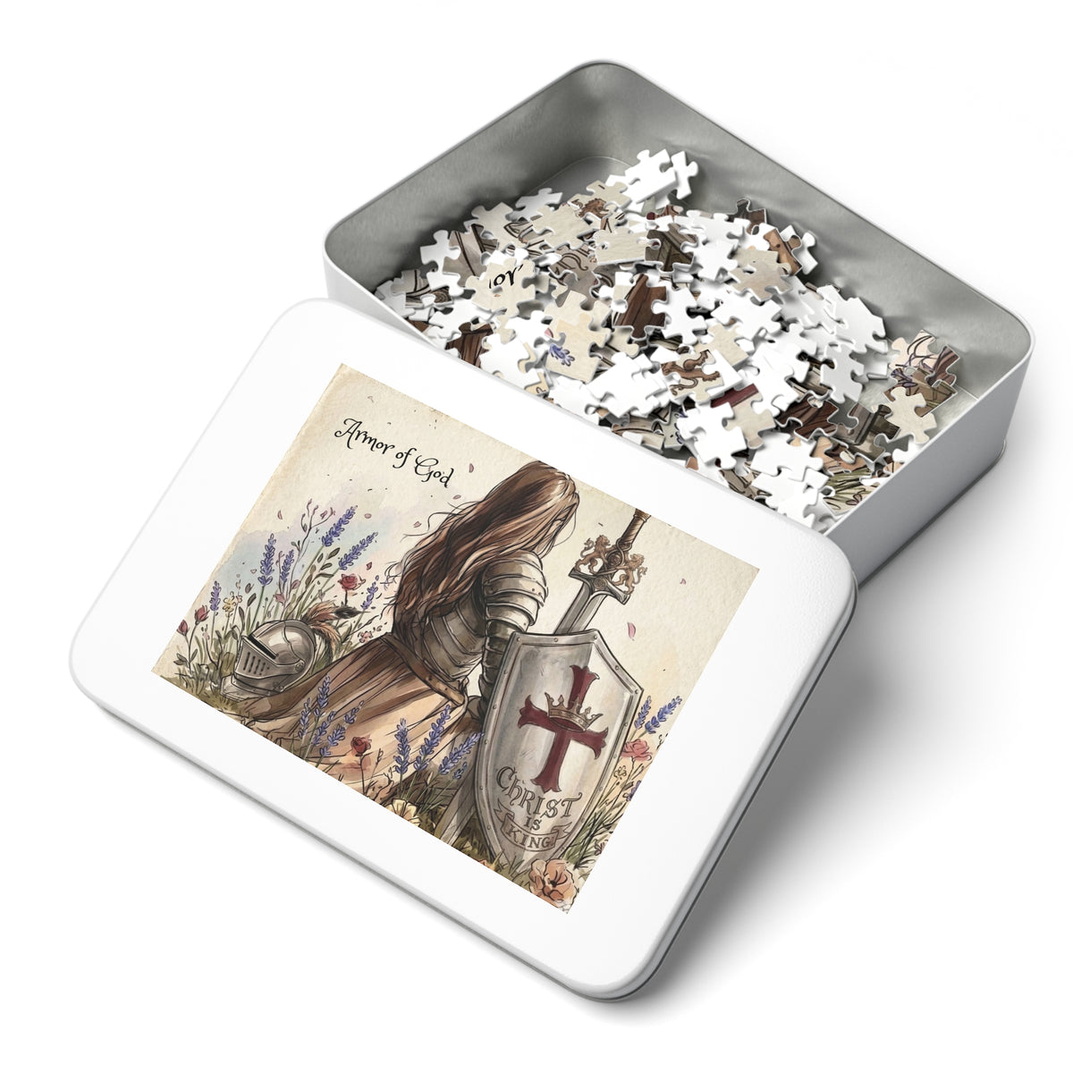 Armor of God Jigsaw Puzzle — Christian Faith Puzzle with Tin (Christ Is King)