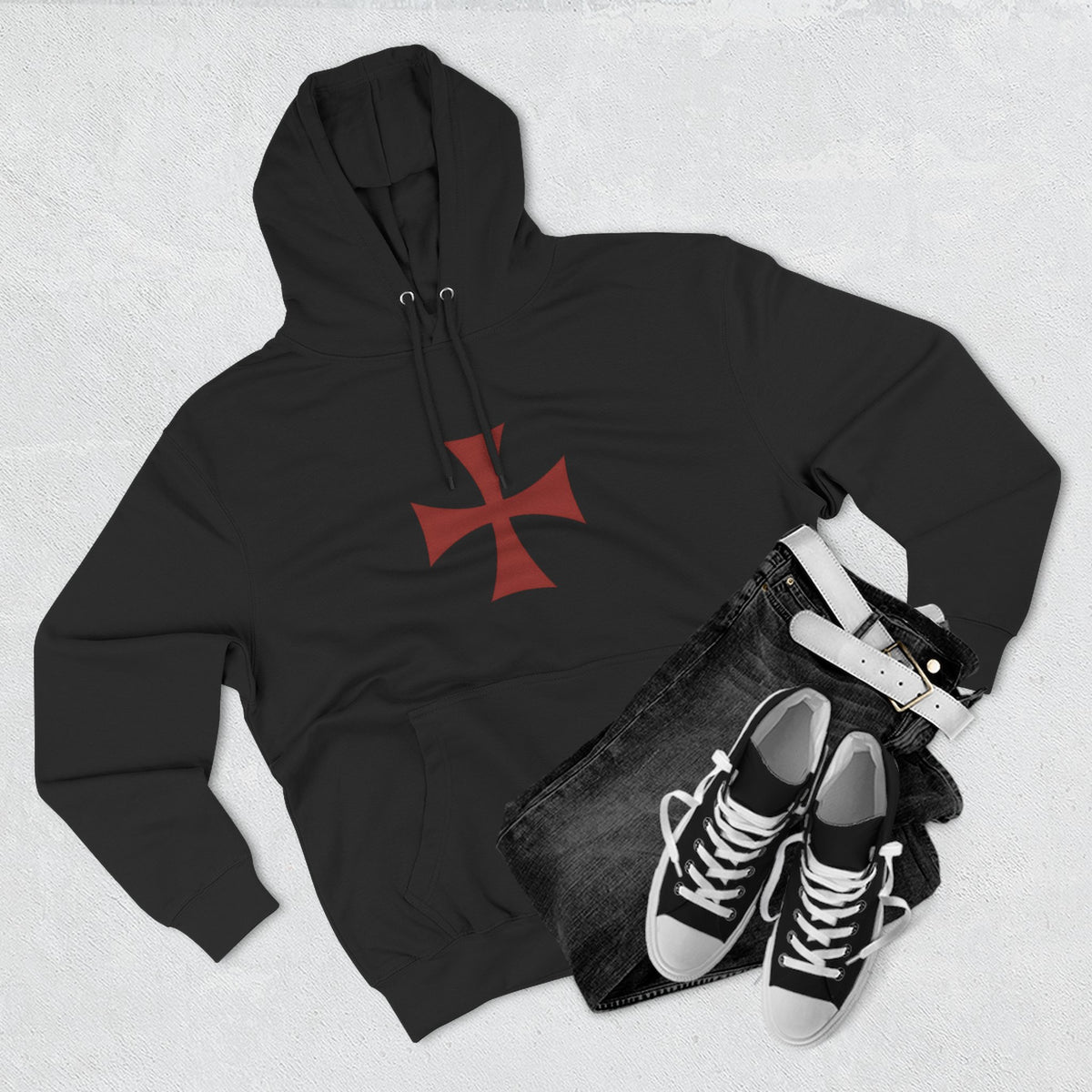 Crusader Knight Hoodie — Templar Cross Graphic Fleece Pullover