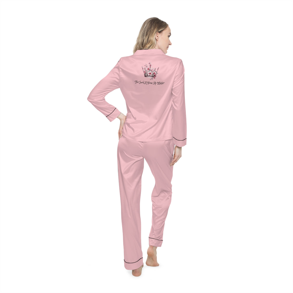Satin Women's Pajama Set — Blush "For Such A Time As This" Sleepwear