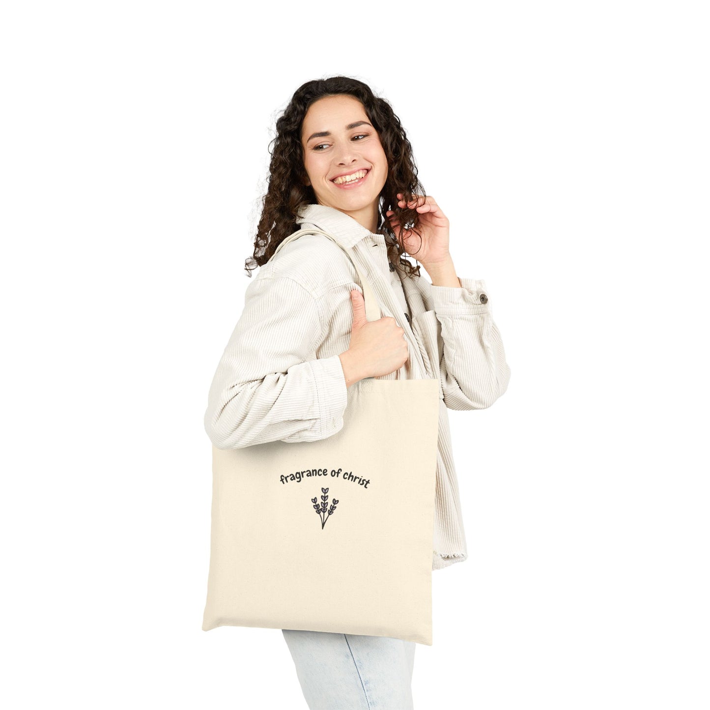 Fragrance of Christ Canvas Tote Bag – Minimal Floral Faith Tote