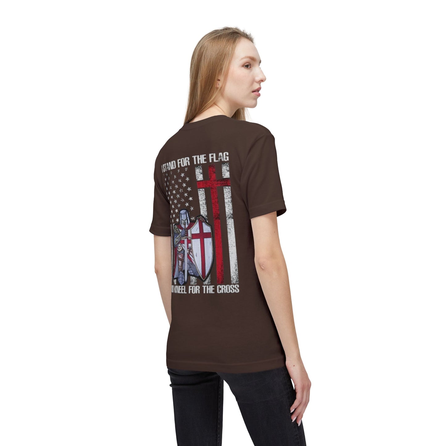Crusader Cross T-Shirt — "I Stand for the Flag and Kneel for the Cross" Patriotic Knights Tee