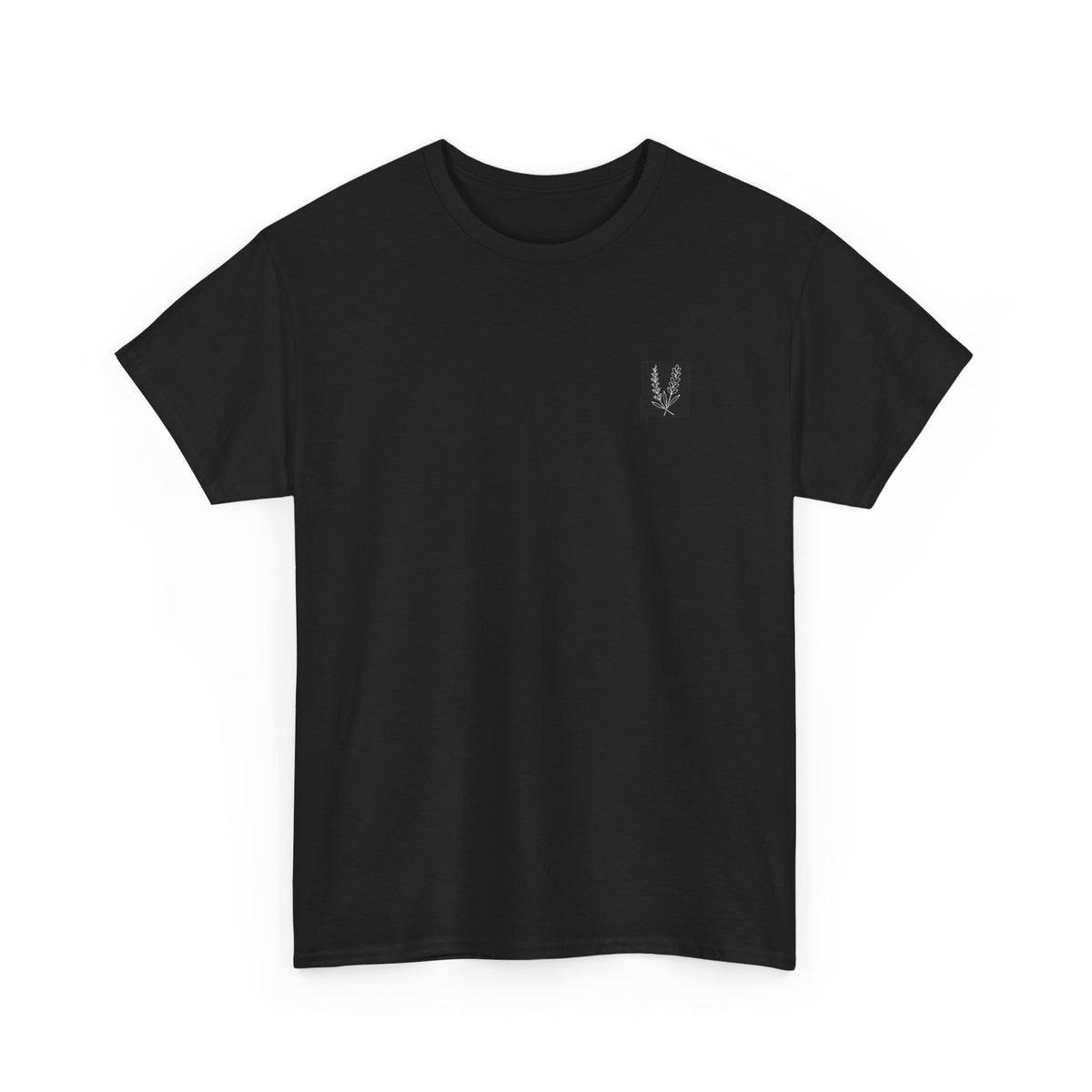 Minimal Laurel Chest Logo Tee — Classic White Cotton T‑Shirt
