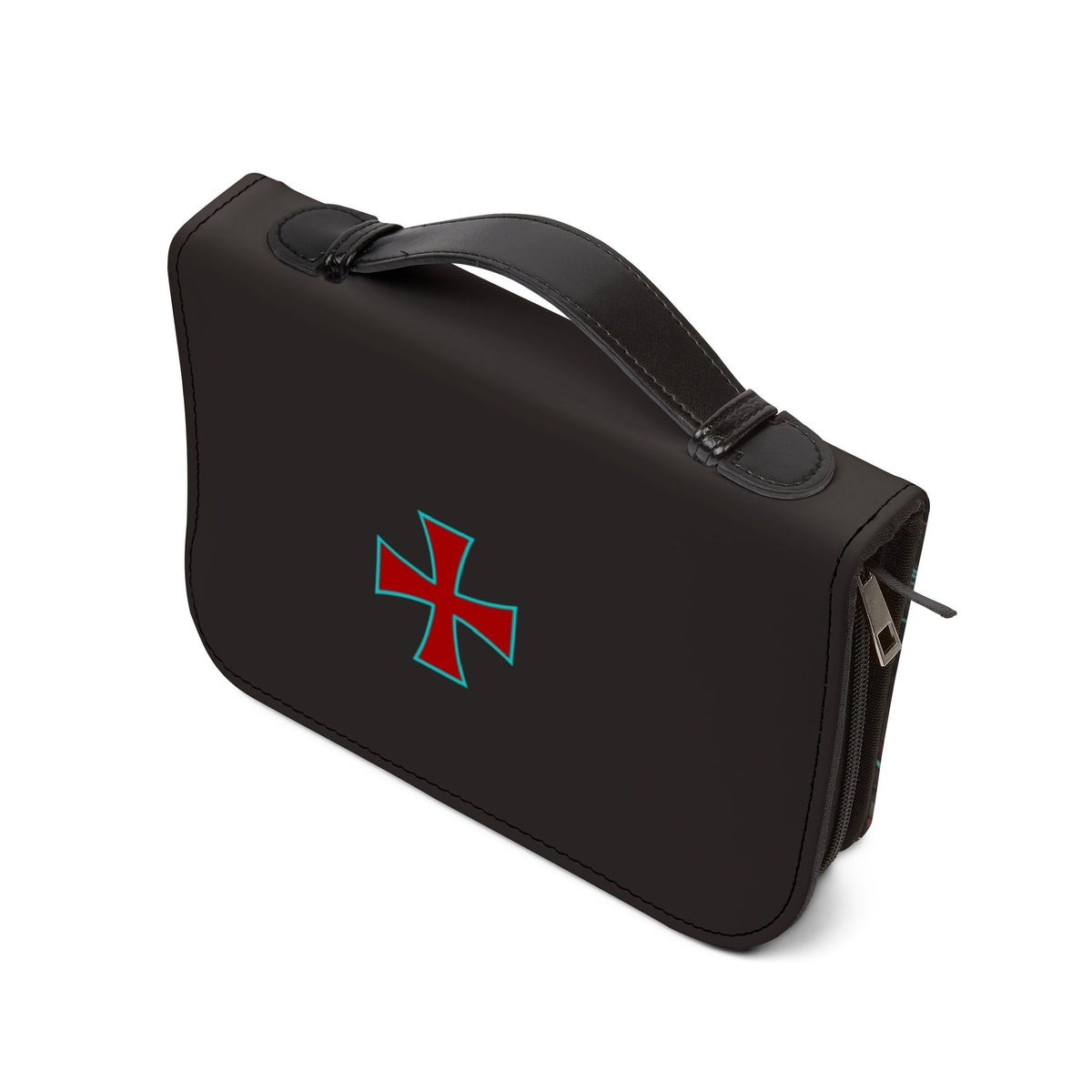 Crusader Knight Bible Cover – Zippered Leatherette Bible Case with Medieval Cross Design