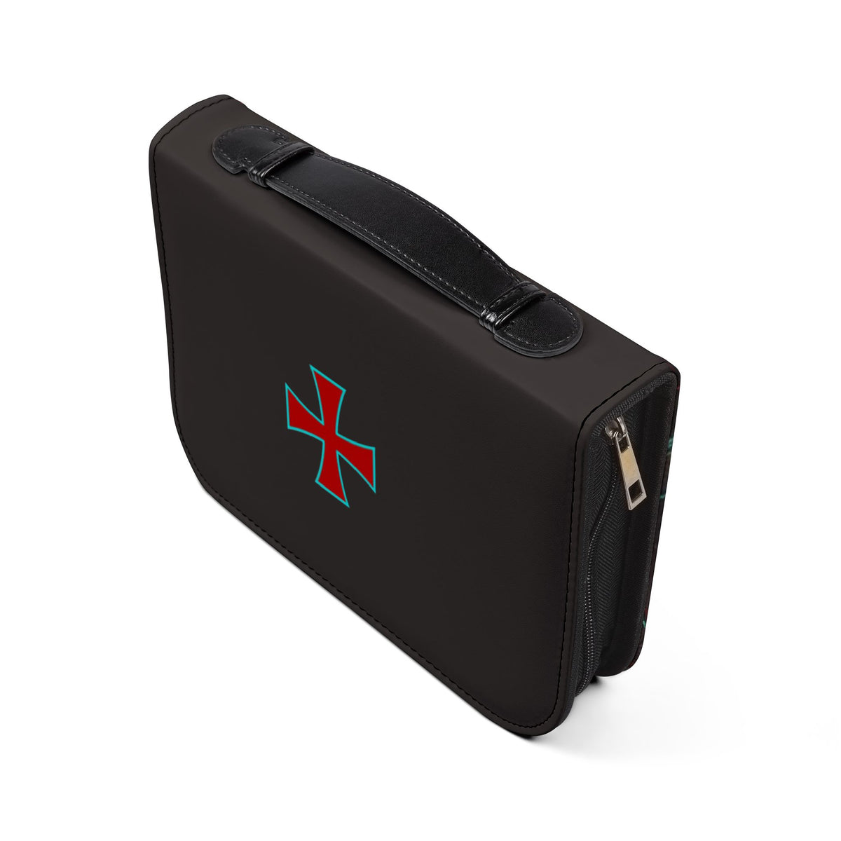 Crusader Knight Bible Cover – Zippered Leatherette Bible Case with Medieval Cross Design