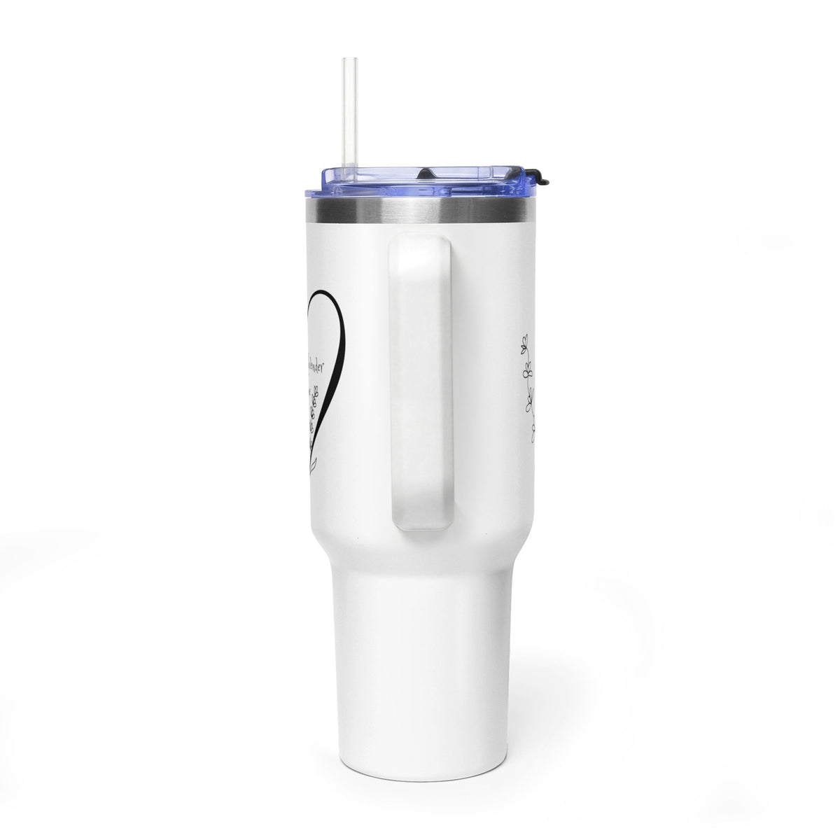 40oz Floral Heart Vacuum Tumbler – Insulated Travel Mug with Straw