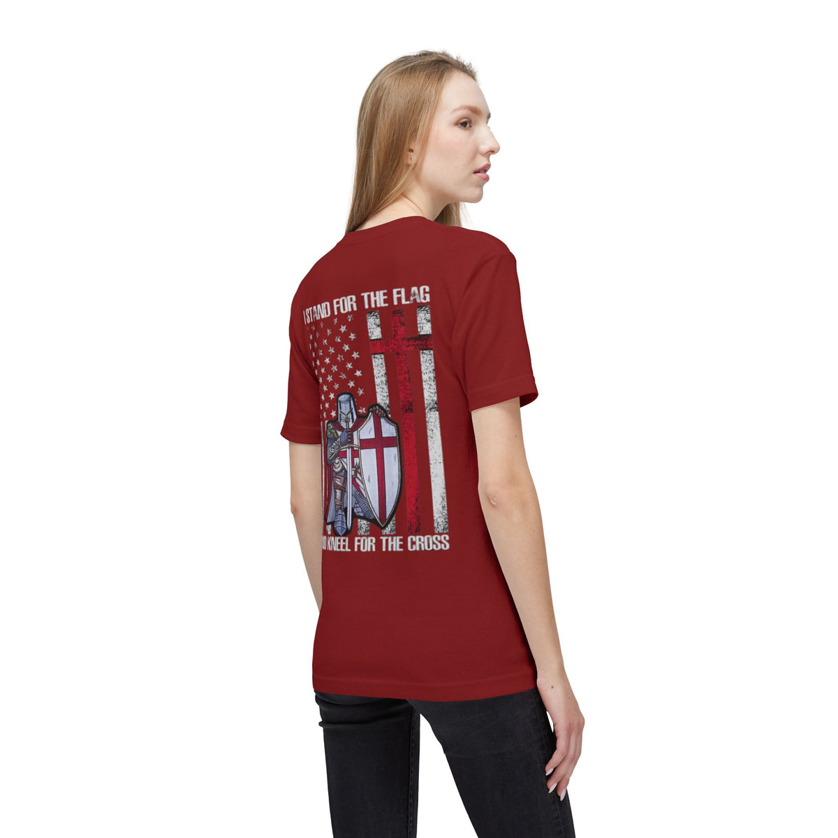 Crusader Cross T-Shirt — "I Stand for the Flag and Kneel for the Cross" Patriotic Knights Tee