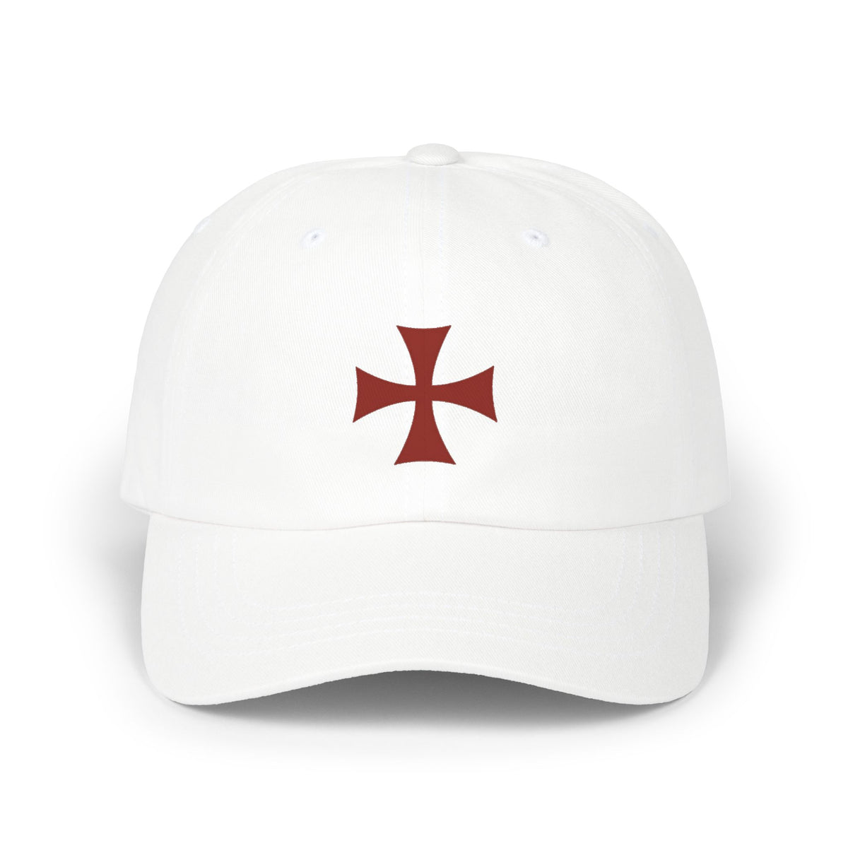 Embroidered Red Crusader Cross Dad Cap