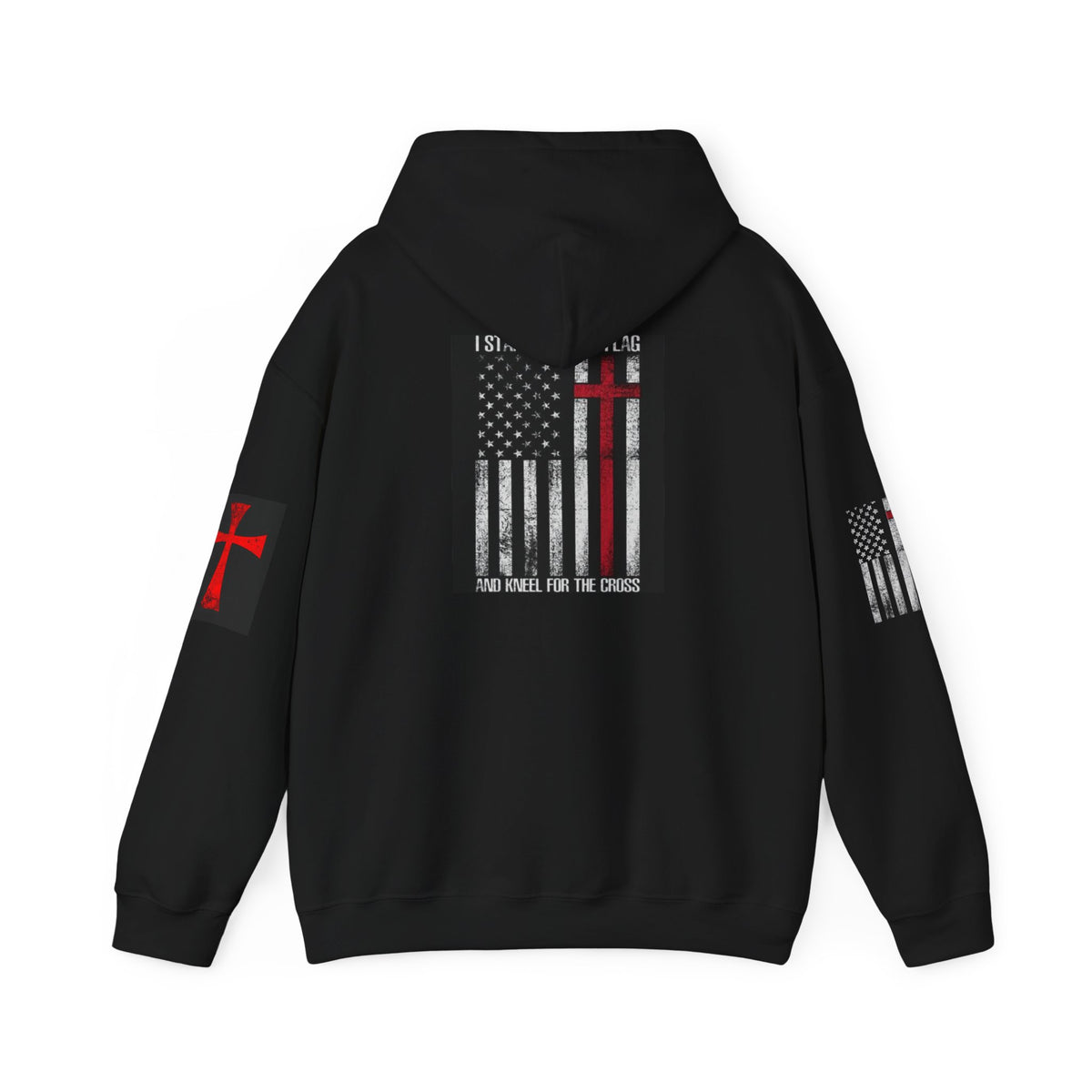 Christian Flag Cross Hoodie - Red Cross American Flag Christian Hoodie