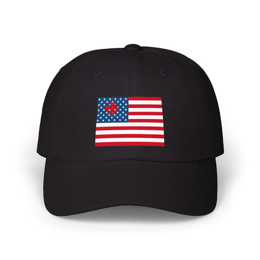 Patriotic Vintage Baseball Dad Cap with Embroidered Crusader Heart Flag