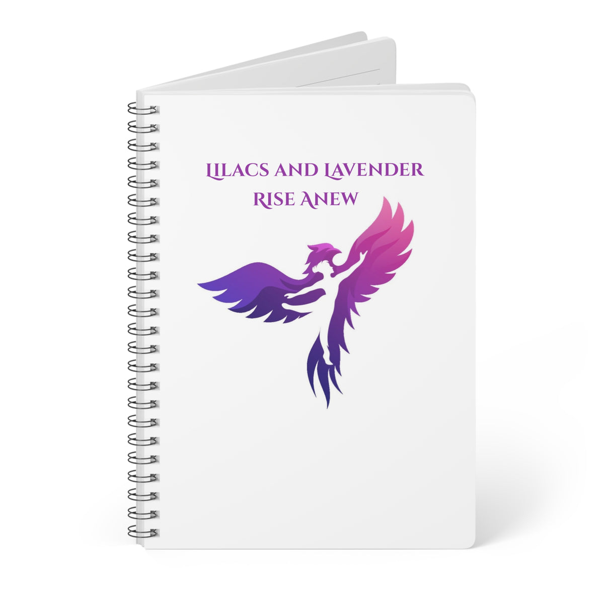 Lilac Phoenix Notebook — "Lilacs and Lavender Rise Anew" A5 Spiral Journal