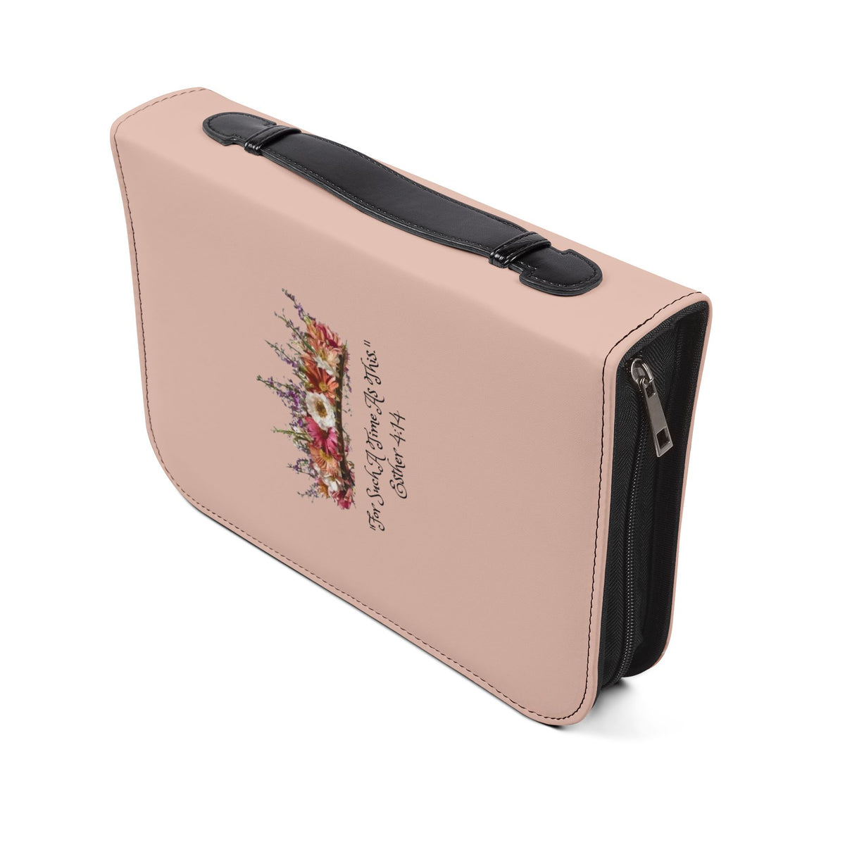 Bible Cover — Floral Crown & Armor Illustrated Zippered Bible Case (Esther 4:14)