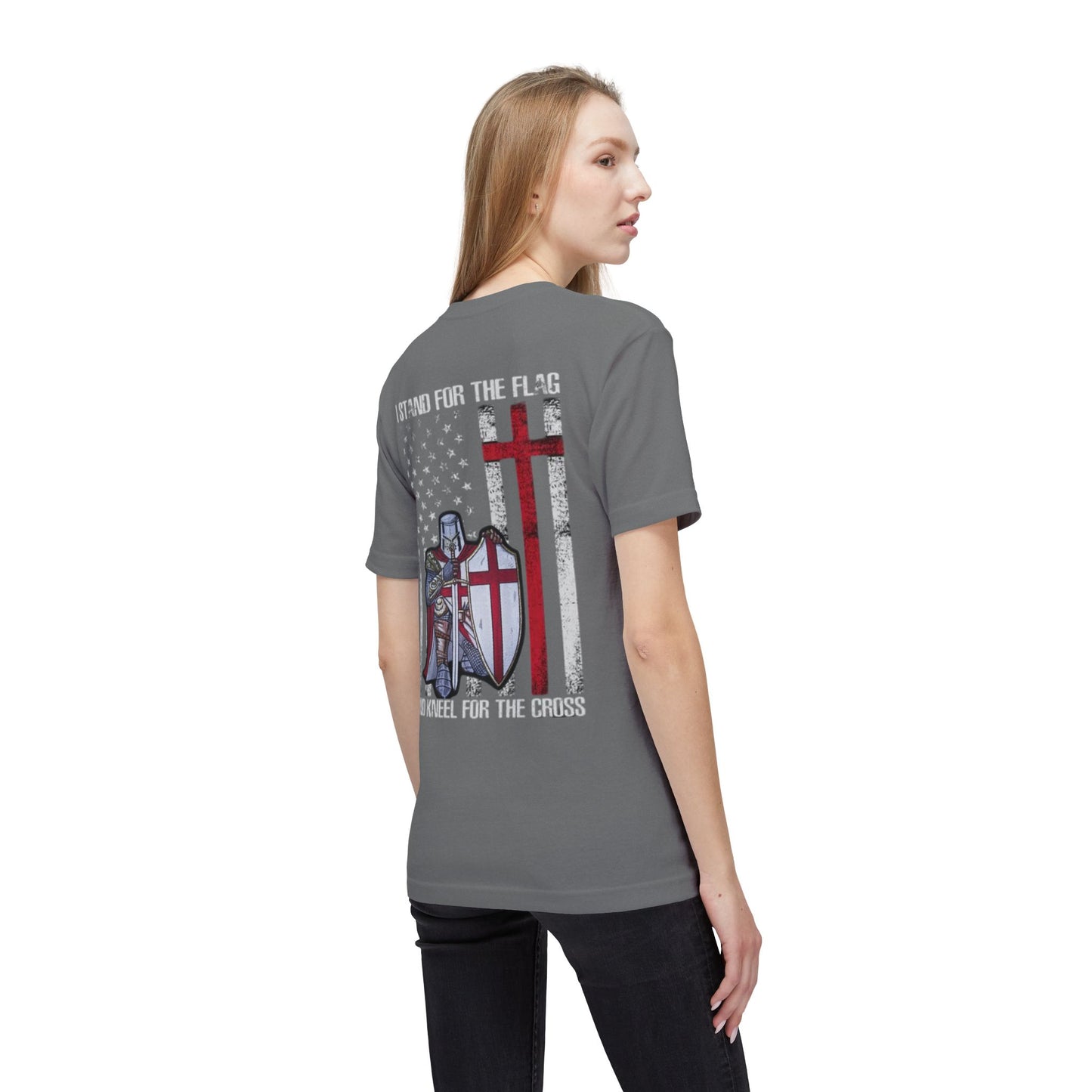 Crusader Cross T-Shirt — "I Stand for the Flag and Kneel for the Cross" Patriotic Knights Tee