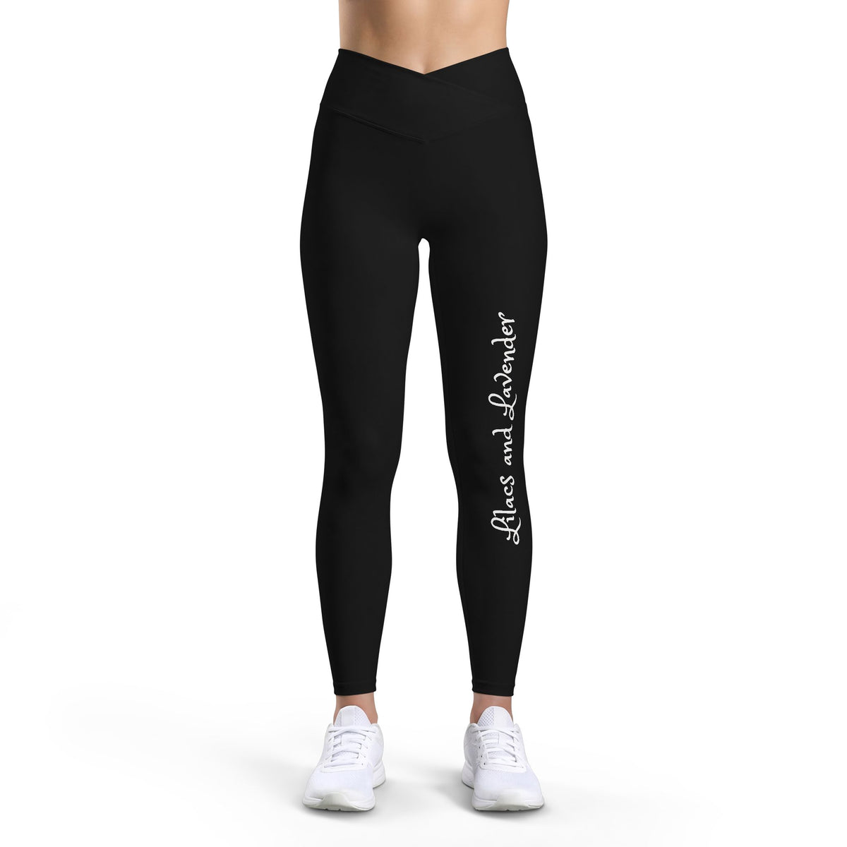 Leggings —  Lilacs and Lavender Script Side Print Yoga Leggings