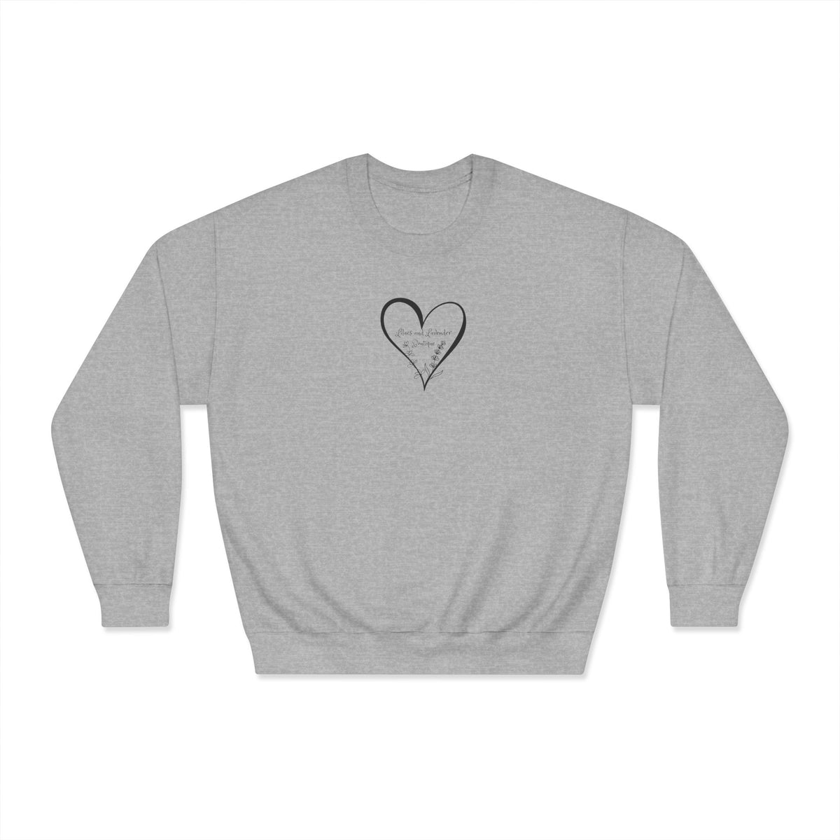 Lilacs and Lavender Boutique Sweatshirt — Minimal Hand-Drawn Heart Crewneck