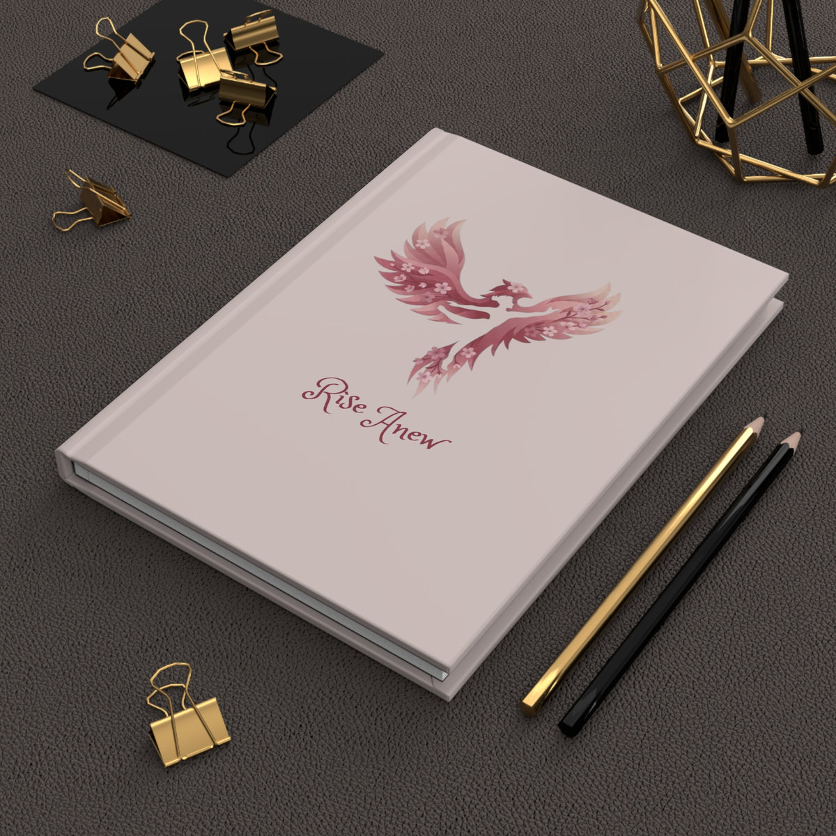 Rise Anew Hardcover Journal – Inspirational Phoenix Lined Notebook with Scripture